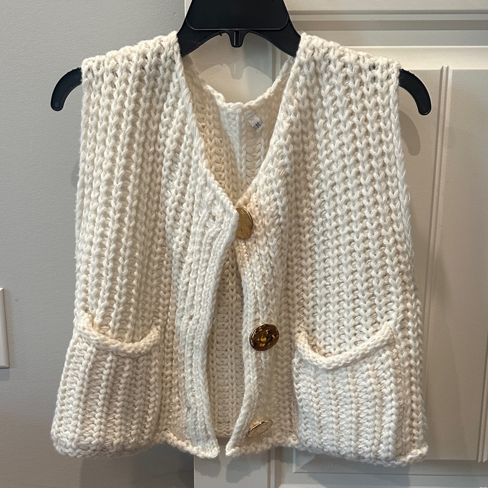 Cozy Cream Knit Sweater Vest